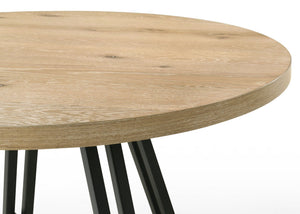 Tate - Round Dining Table With Cream Color Upholstered Chairs (Set of 5) - Oak Finish