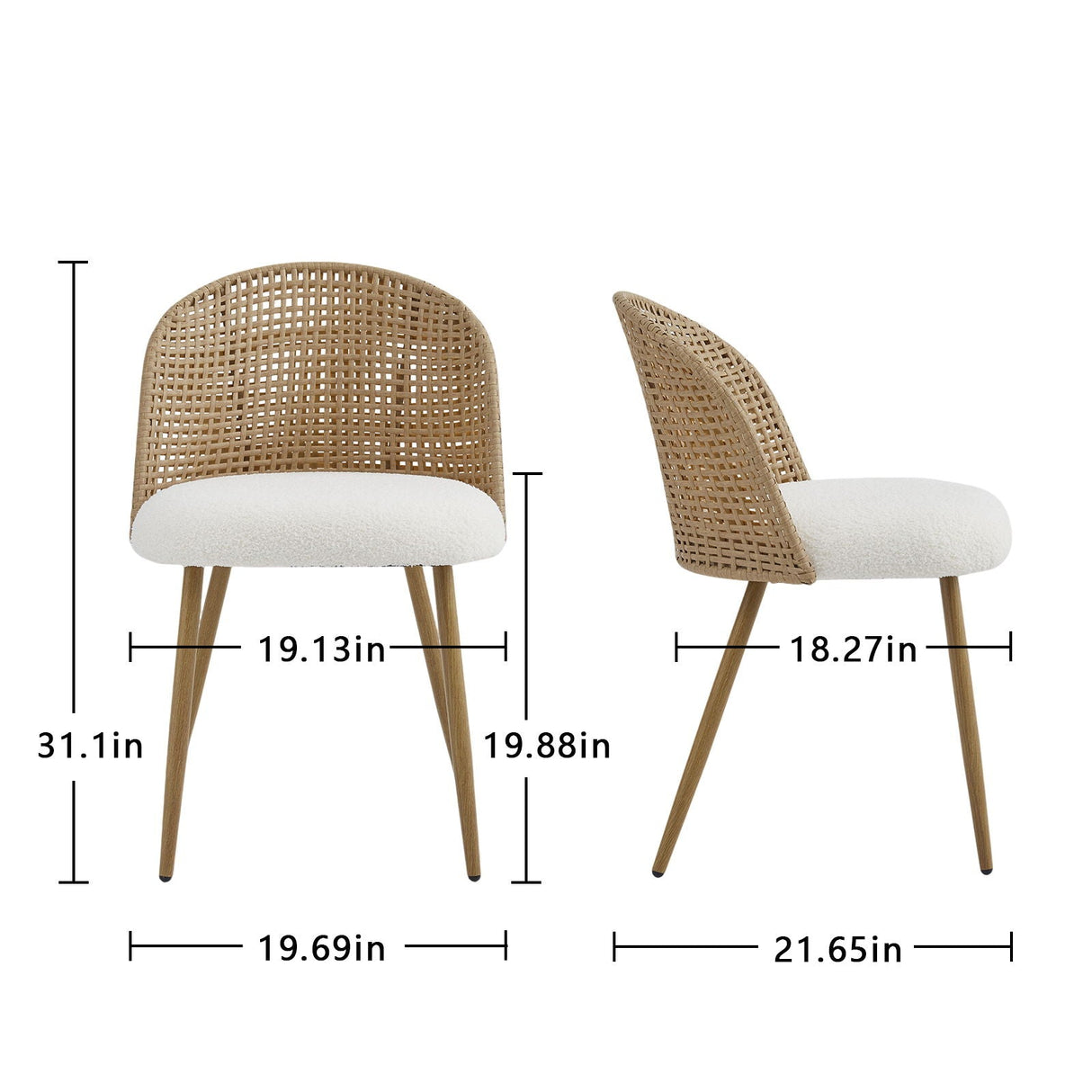 Dining Chairs (Set of 4) - Beige / Brown