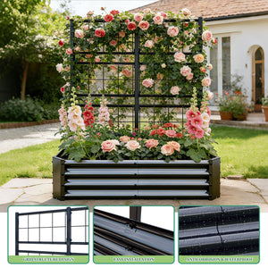 4x2x1FT Galvanized Raised Garden Bed with Arch Trellis