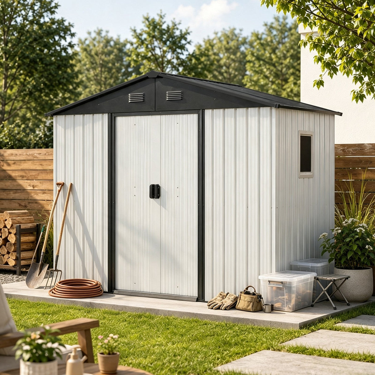 8ft x 4ft Outdoor Metal Storage Shed with Window