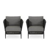 Hanford Modern Club Chair with Woven Rope Design in Grey