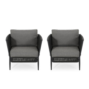 Hanford Modern Club Chair with Woven Rope Design in Grey