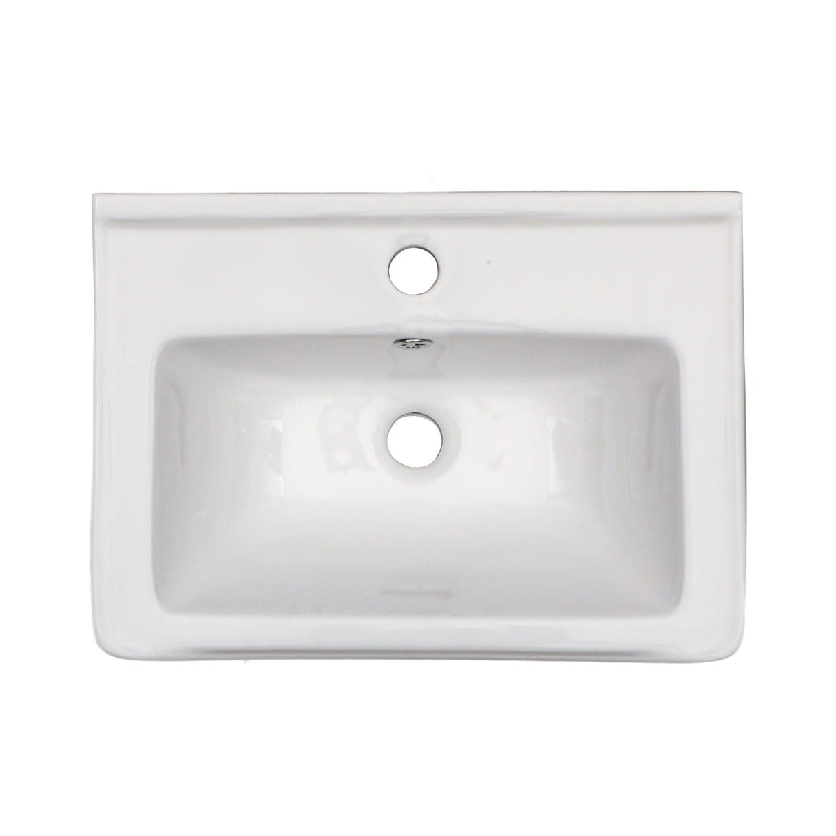 Wall Mounted Rectangular Bathroom Sink With 304 Stainless Steel Towel Bar & Overflow - White