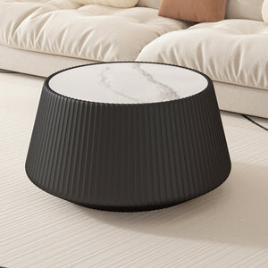 Light Sintered Stone Top Cup Shape Leather Coffee Table