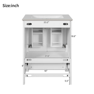 Bathroom Vanity With Integrated Undermount Ceramic Sink, 2 Doors And 1 Drawer, Soft Close Hinges