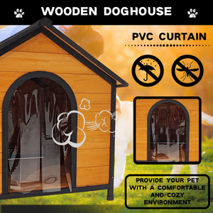 XPT088 Wearable and Strong Wooden Dog House with Metal Bowls and Toy Box