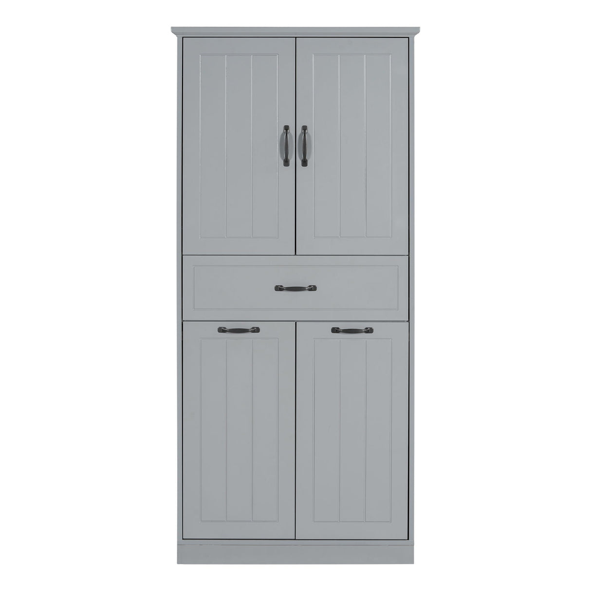 Modern Bathroom Storage Cabinet With Two Laundry Baskets, One Drawer, Adjustable Shelf