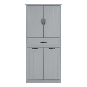 Modern Bathroom Storage Cabinet With Two Laundry Baskets, One Drawer, Adjustable Shelf