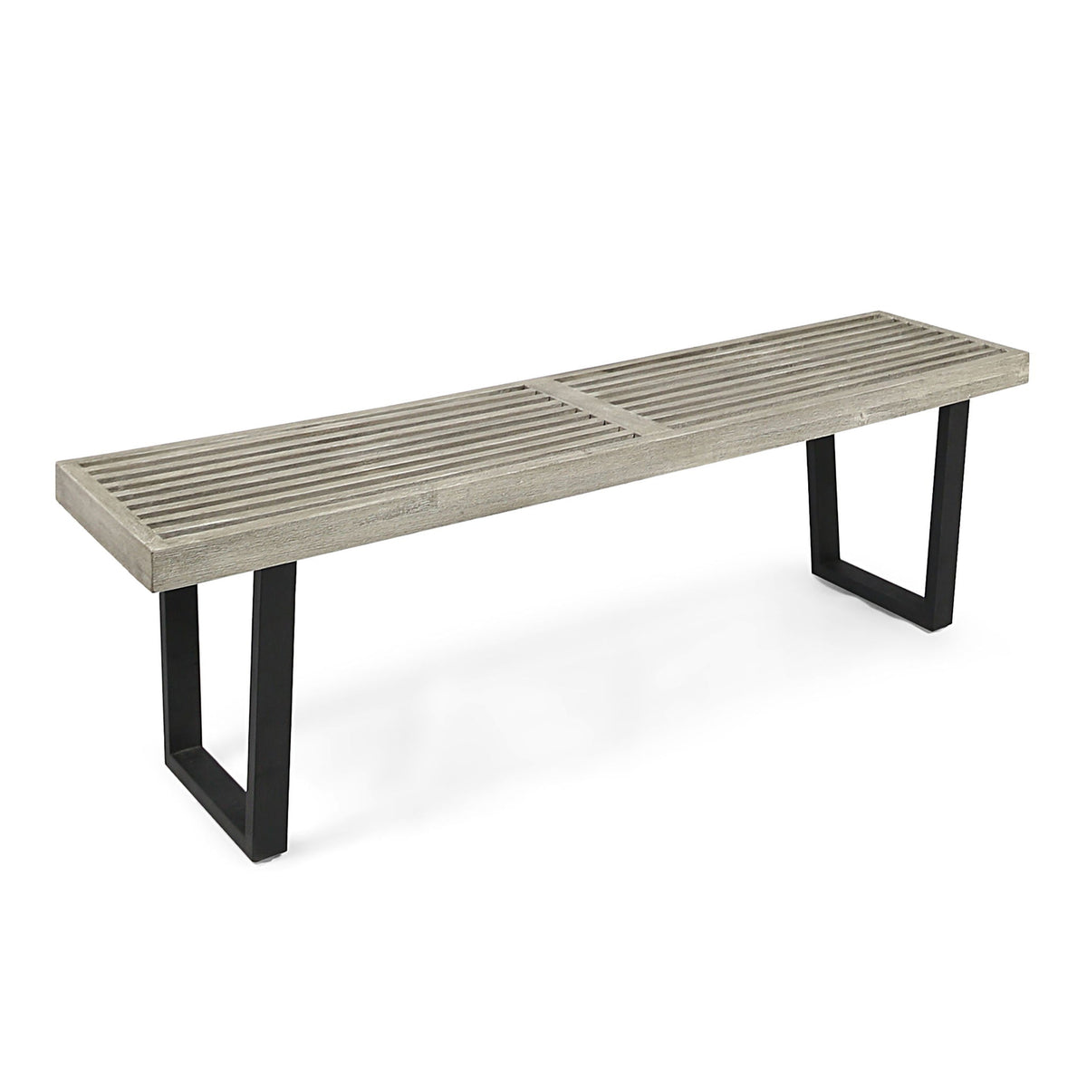 Intrinsic Outdoor Dining Bench with Slat Top - Acacia Wood & Iron