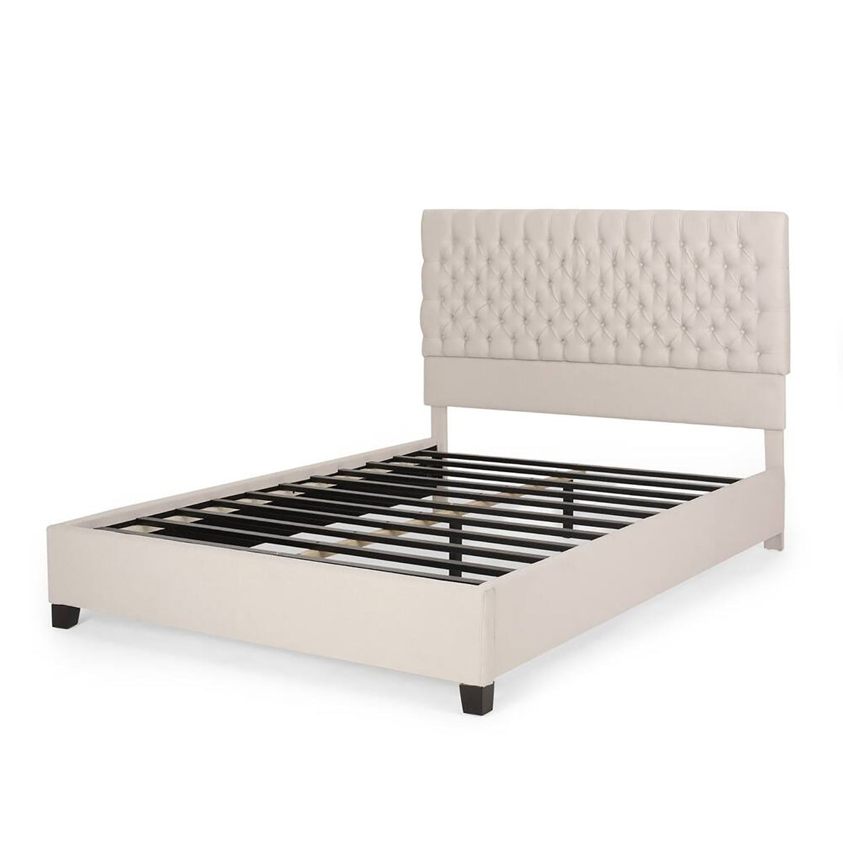 Cumulus Fully Upholstered Fabric Queen Bed Set - Ivory