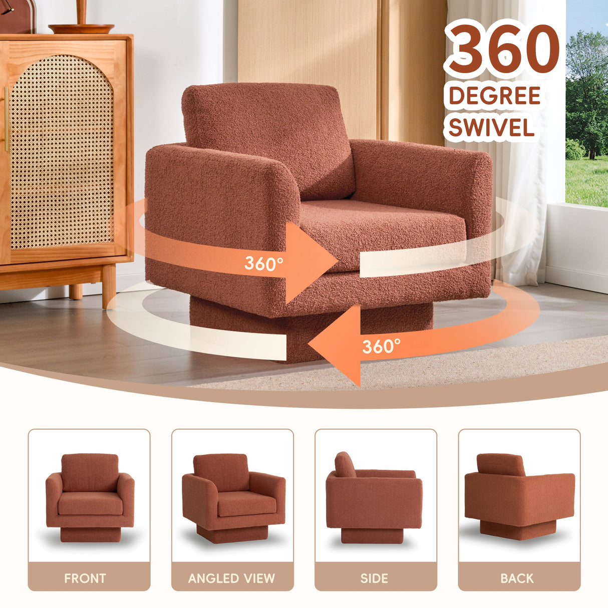 Hartswell Teddy Sherpa Modern Swivel Accent Chair