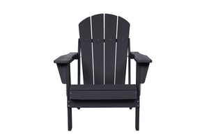 Folding Adirondack Chair with Side Table, 3-Piece Adirondack Chair Set with Wood Texture, Black(includes 2 Chairs and 1 Table)