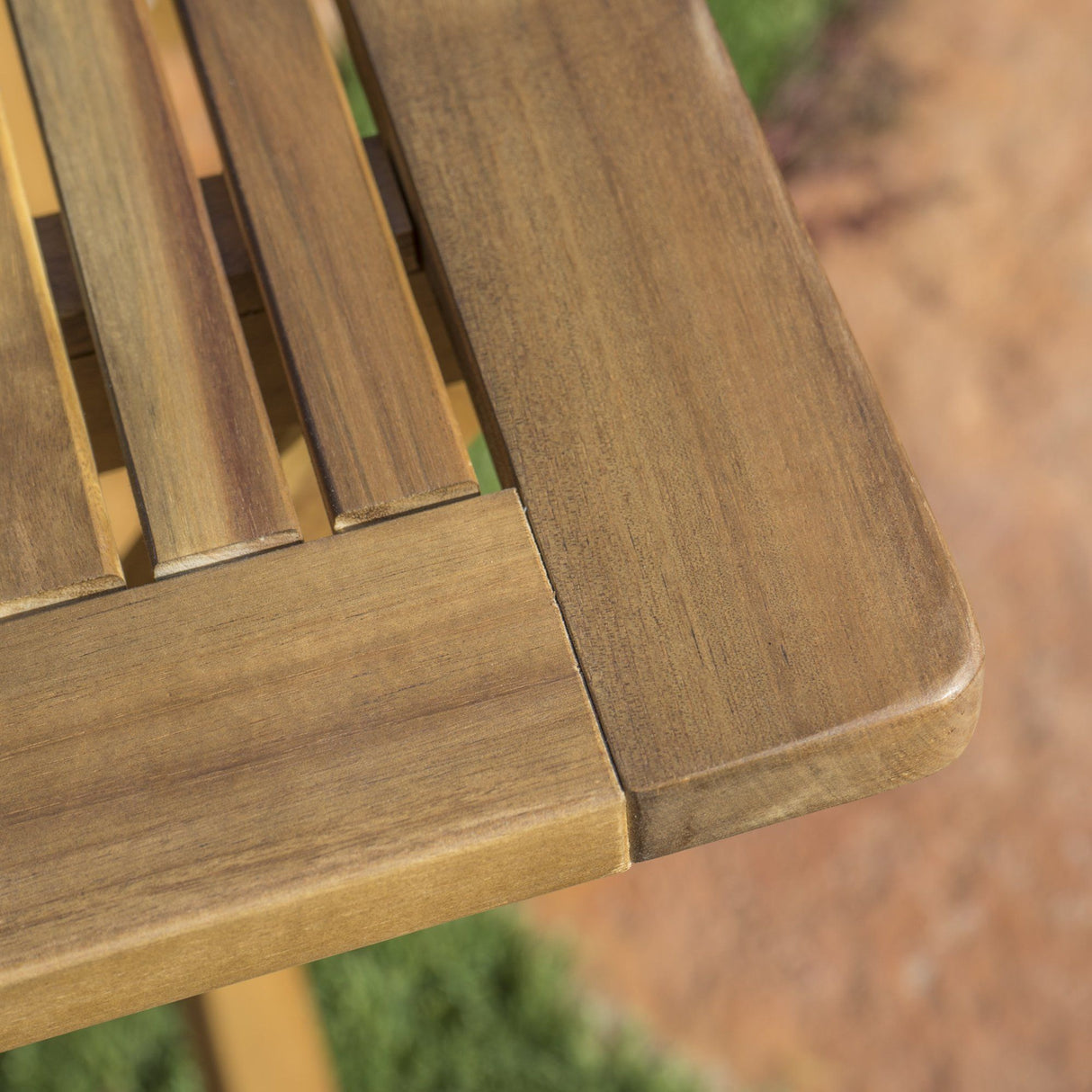 Natural 5 Piece Wood Outdoor Patio Dining Set - Natural Stained