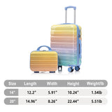14'/20' 2-Piece PC Spinner Wheel Luggage Set in Gradient Blue and Yellow
