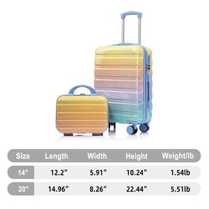 14'/20' 2-Piece PC Spinner Wheel Luggage Set in Gradient Blue and Yellow