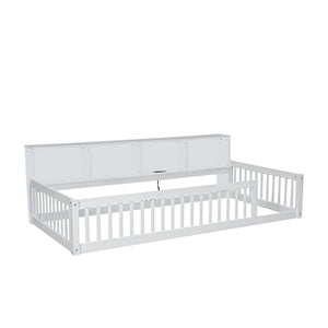 Floor Bed With Storage Cabinets And USB Ports