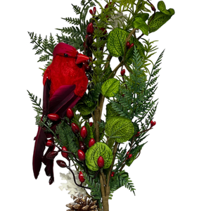Cardinal Holiday Floral Stem