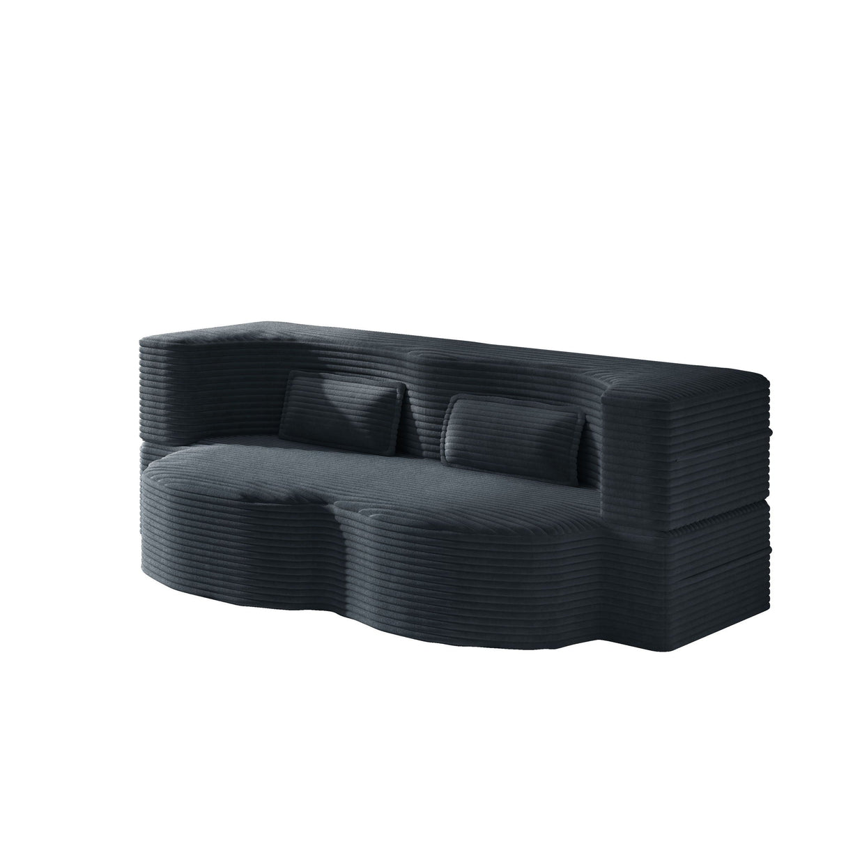 Modern Floor Sofa With 2 Pillows, Convertible Twin Size Folding Mattress For Living Room