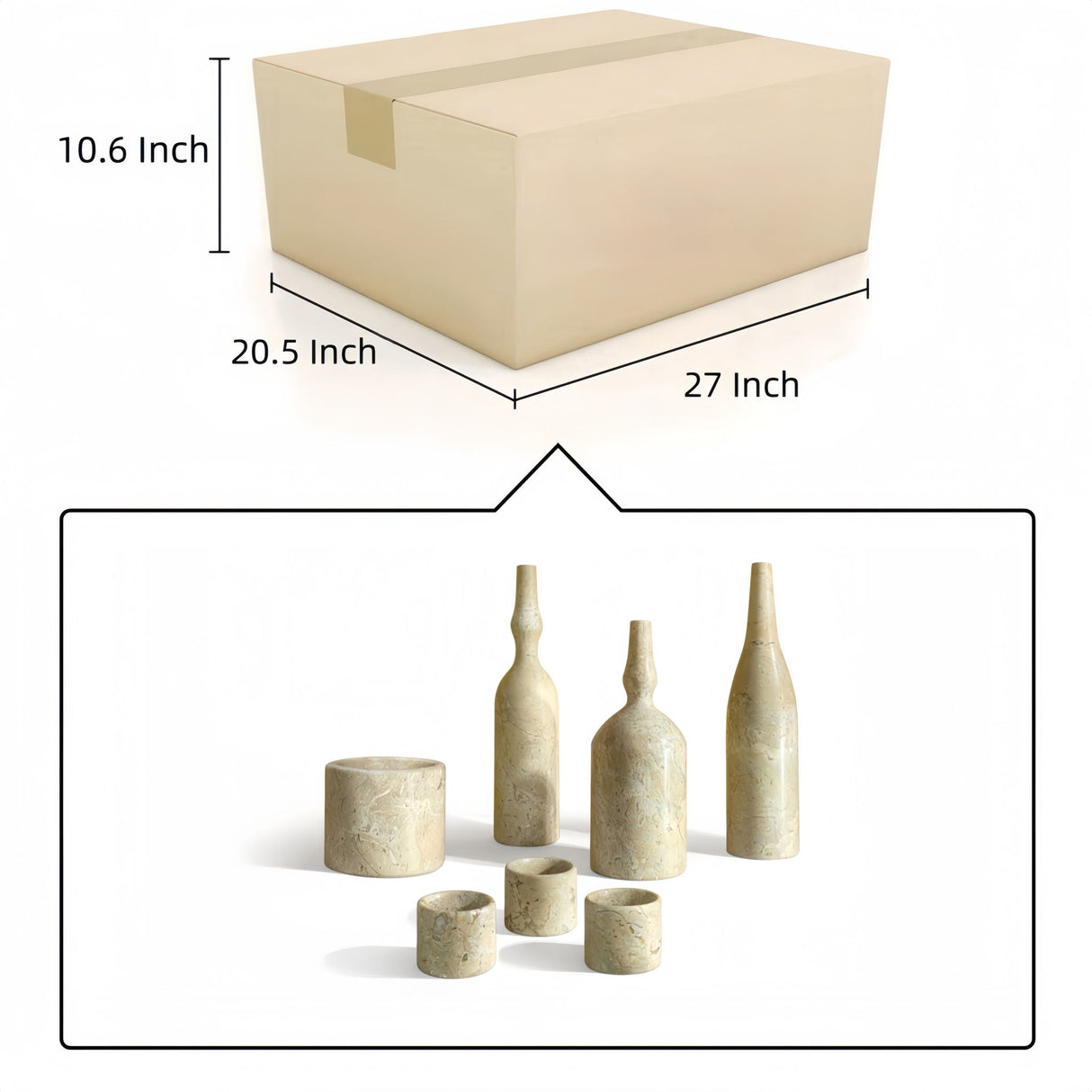 7 Pieces Luxury Natural Marble Living Room Accessories Set