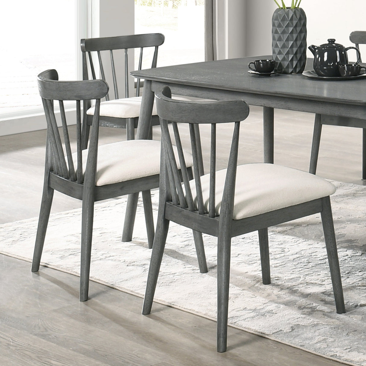 Modern Spindle Back Dining Chairs, Set of 2