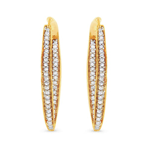10K Yellow Gold 1/2 Cttw Round-Cut Diamond Modern Hoop Earrings (I-J Color, I2-I3 Clarity)