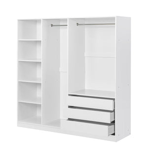 Doorless Storage Wardrobe For Dedroom With Shelves And 3 Drawers