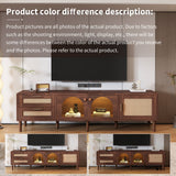 Rattan TV Stand with 3 Cabinets & 2 Drawers