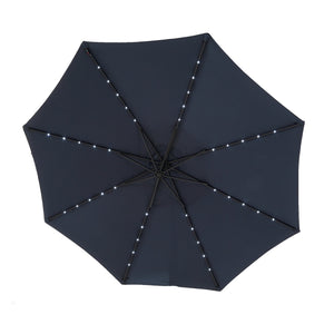 10ft Solar LED Offset Hanging Market Patio Umbrella - Navy Blue