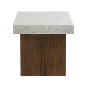 MGO Square Side Table with Faux Stone Top and Wood Frame