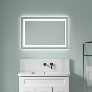 36" x 24" LED Bathroom Mirror with Front and Backlight