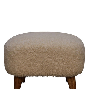 Solid Wood Boucle Upholstered Square Footstool