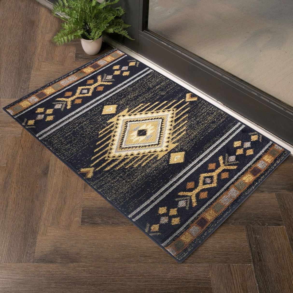 Tribes - 7'10" X 10'3" Southwest Area Rug - Black