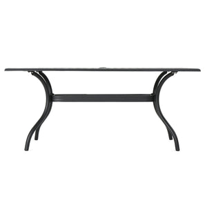Outdoor Aluminum Dining Table With Lattice Design And Center Umbrella Hole - Black