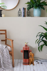 Red Fire Hydrant Water Fountain with Dog and Bird Accents