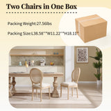 French Country Dining Chairs Set of 2 Upholstered with Rattan Back