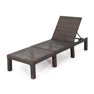 Outdoor Chaise Lounge with Wicker Design and Adjustable Backrest