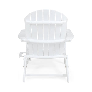 Zenithia Outdoor Foldable Adirondack Chair with 2 Cup Holders, White