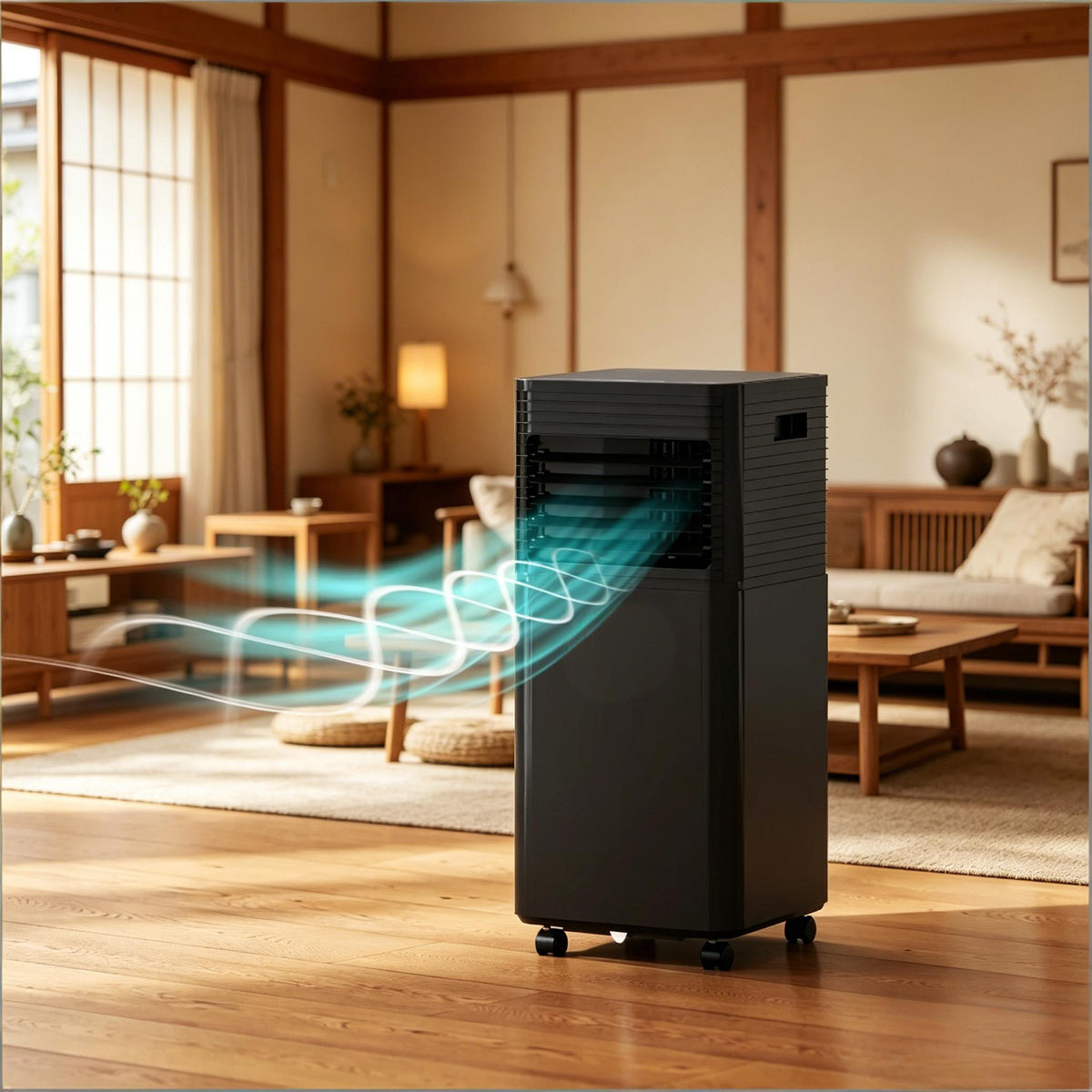 Mobile Air Conditioner with Wheels with LED Display and Remote Control - Black