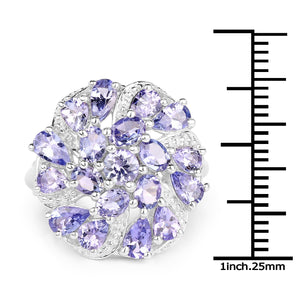 3.35 Carat Genuine Tanzanite .925 Sterling Silver Ring