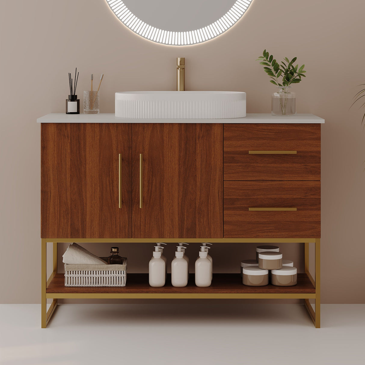 36" Modern Bathroom Vanity with Ceramic Vessel Sink