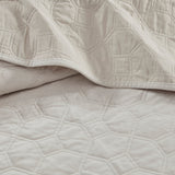 3 Piece Velvet Quilt Set Ivory Full/Queen