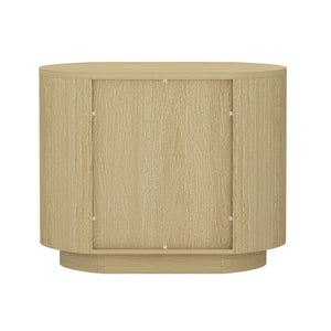 Oak Nightstand with Two Drawers and Ribbed Texture - Oak