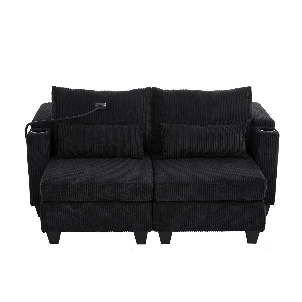 Convertible Chaise Lounge Sofa Chair With USB Ports, Cup Holders, Phone Holder And Storage