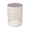 Airy - Outdoor Side Table with Lace Cut Design and Metal Frame