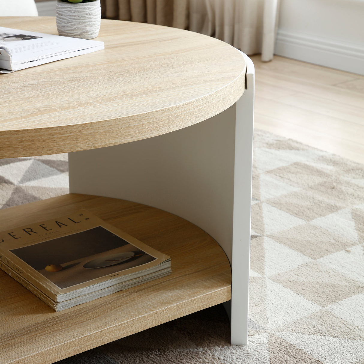 End Table with 2-Layer Storage Shelves