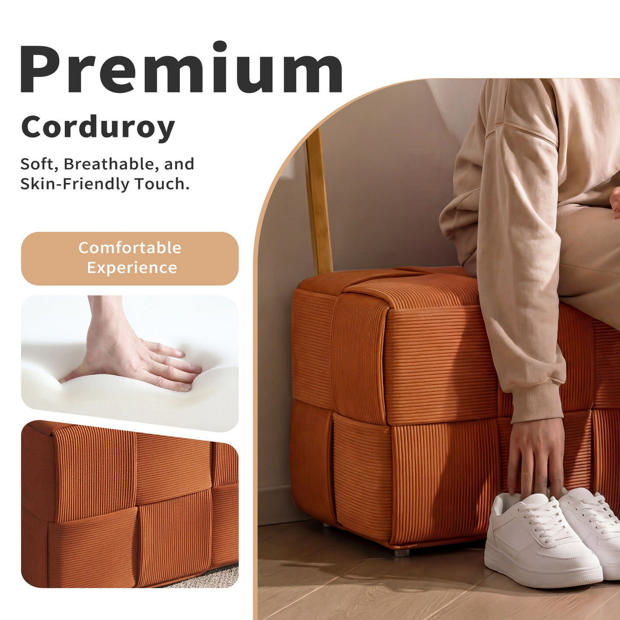 Modern Ottoman Foot Rest With Woven Design