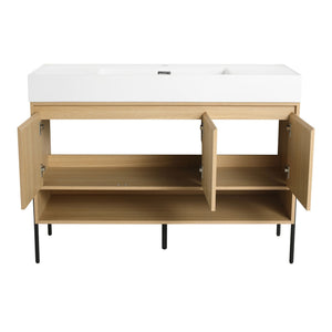 Modern Bathroom Vanity Combo With Single Resin Sink And Storage Cabinet