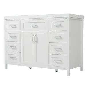 Bathroom Vanity With Sink, 2 Doors 8 Drawers, Soft Close System, Classic Design