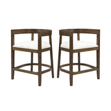 Modern Rubberwood Counter Stool Set with Upholstered Seats