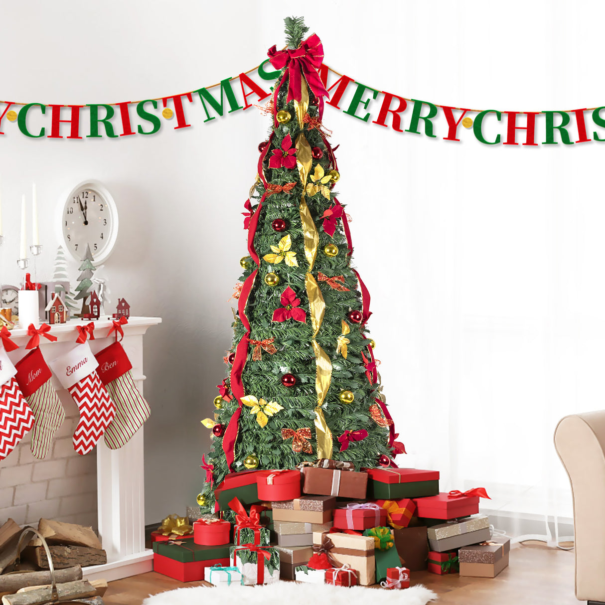 7.5FT The Fully Decorated Pop-Up Christmas Tree